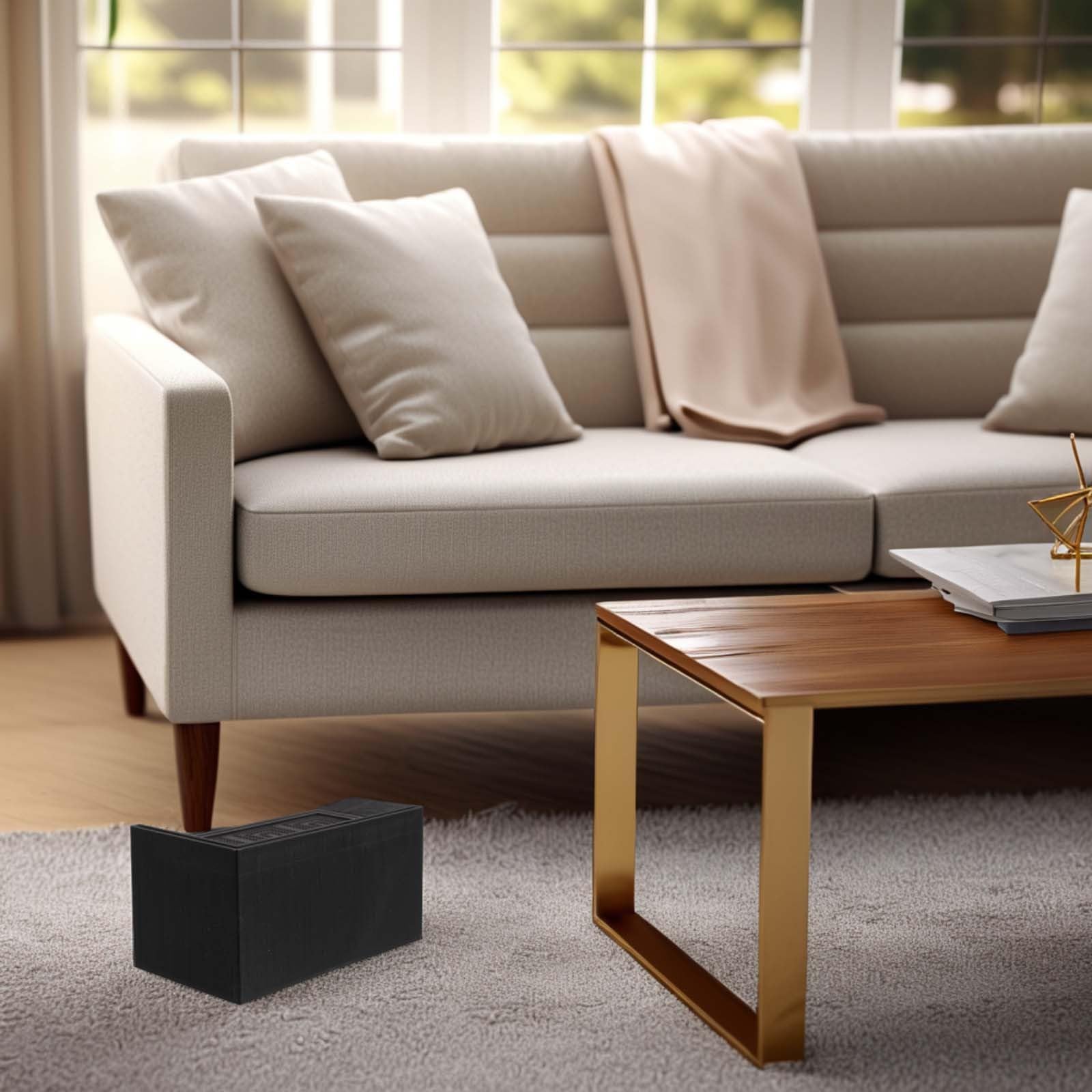 UKCOCO Elevadores Niveladores de Muebles de Goma Negro 4piezas para Patas de Muebles Fácil Instalación Ideales para Escritorio y Mesa de Noche