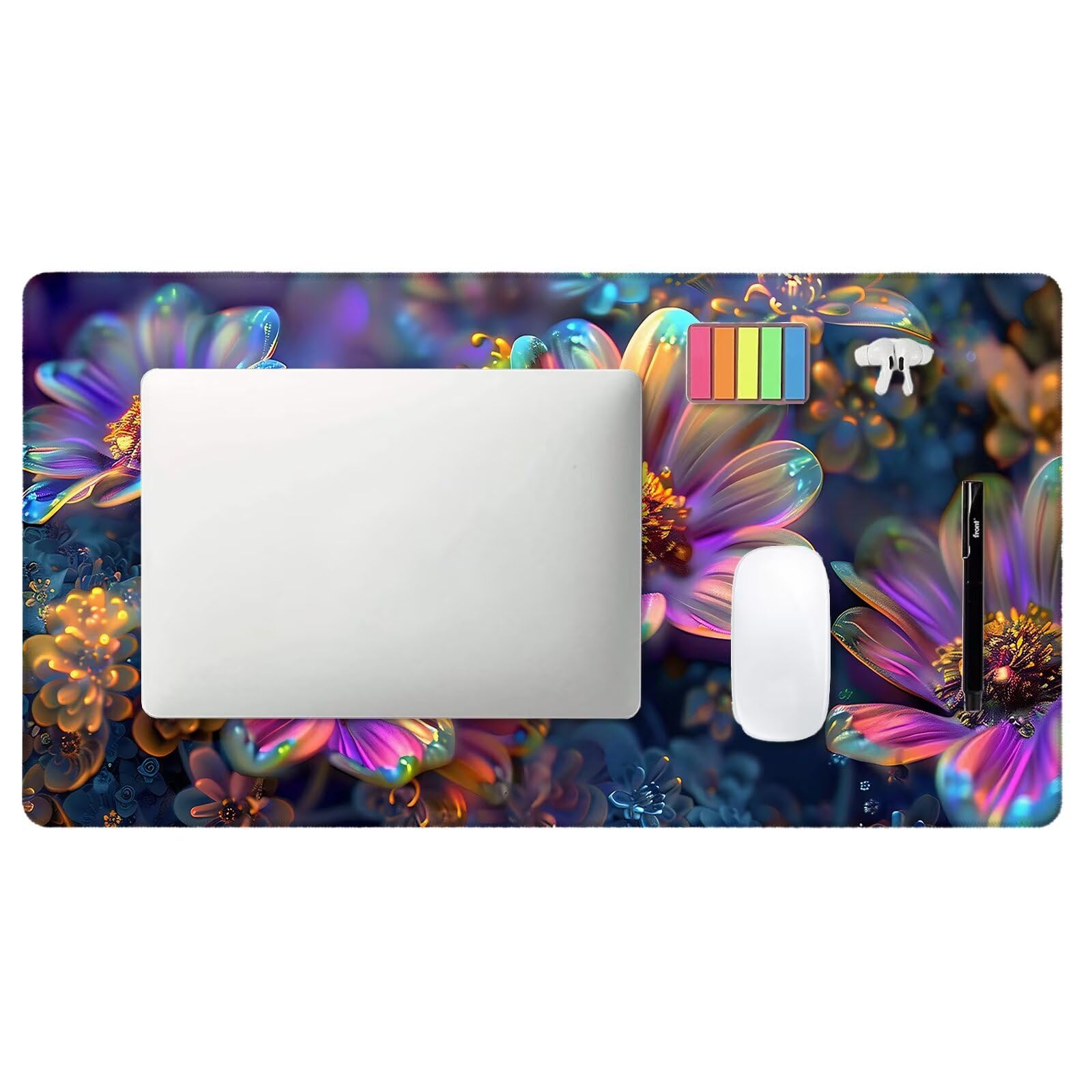Alfombrilla Ratón Gaming, 1500x600x4 mm Alfombrilla Ratón XXL Flor, Impermeable Alfombrilla Escritorio con Tela de Micro Tejido Superior, Base Antideslizante, Mouse Pad Grande para Juegos (Sueño) F-5