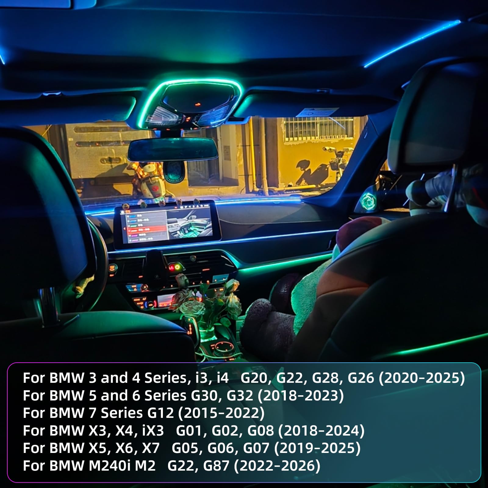Iluminación interior de lectura, luz ambiental L – Versión L para BMW 3 4 Series i3 i4 G20 G22 G28 G26 G30 G32 X3, X4 iX3 G01 G02, Plug‑and‑Play lámpara de repuesto para vehículos