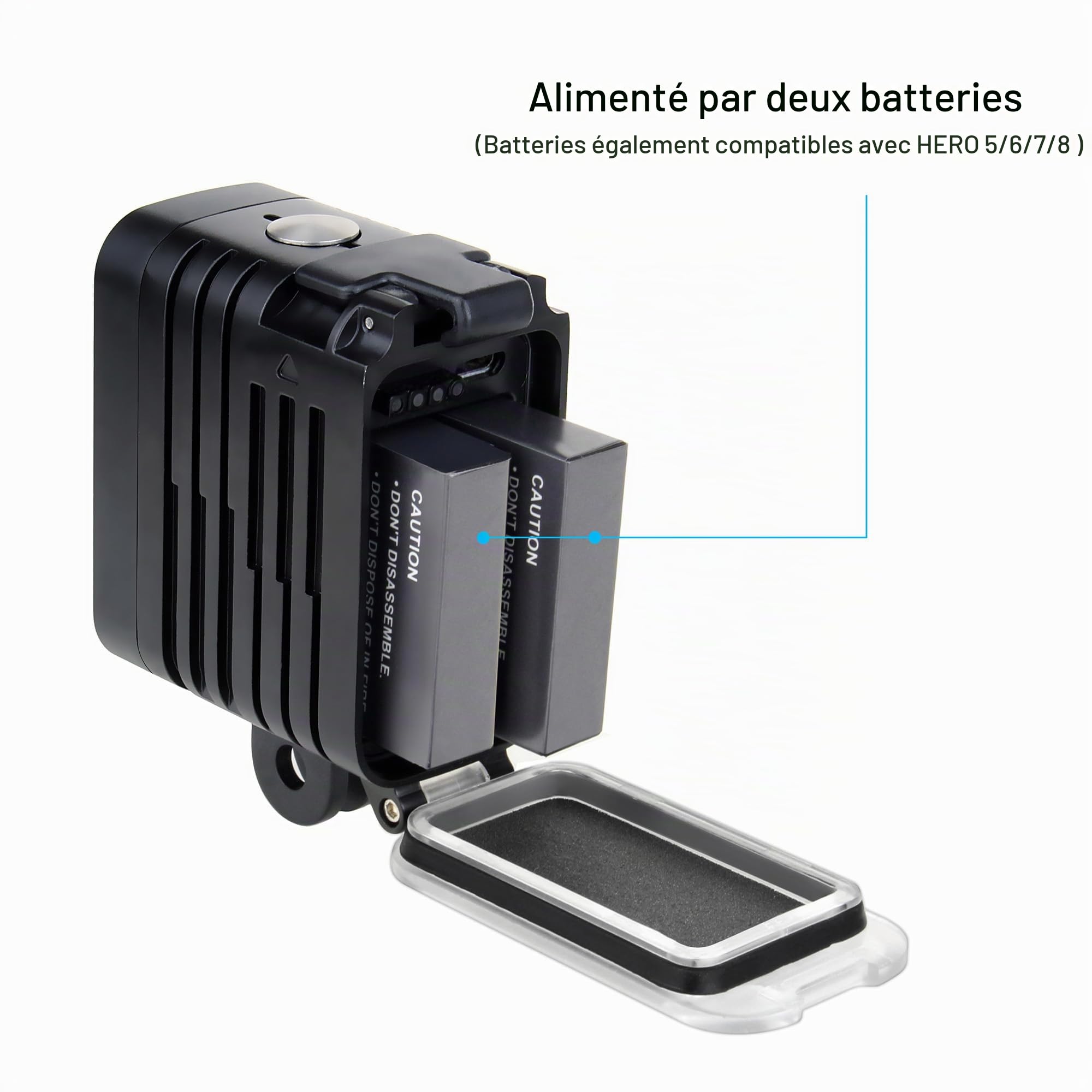 GEPULY Lampe sous-marine de plongée – 450 lm haute puissance 3 modes à intensité variable 50 m étanche LED pour GoPro Hero 13 12 11 10 9 8 7 6 5 4 3+ 3 DJI Osmo Action 3 4 5 Pro 6 AKASO