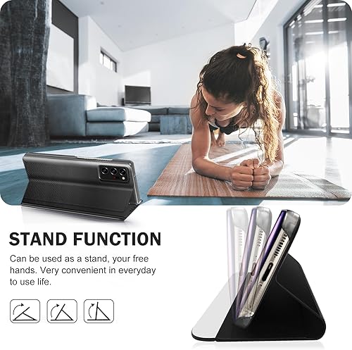 Miniatura 6 de Qissy Funda para Samsung Galaxy Note 20 Ultra 5G View Clear Smart Window Leather para Samsung Note 20 Ultra Case Slim Mirror Hard PC Kickstand