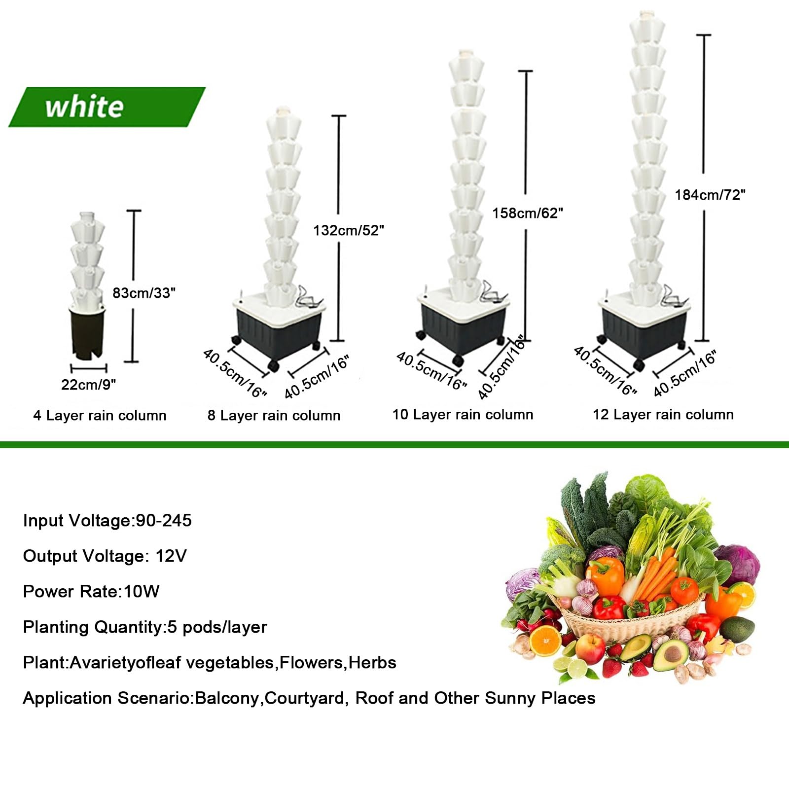 Kit de sistema de cultivo hidropónico, jardín vertical grande para interiores y exteriores, para hierbas, lechuga, tomates y verduras