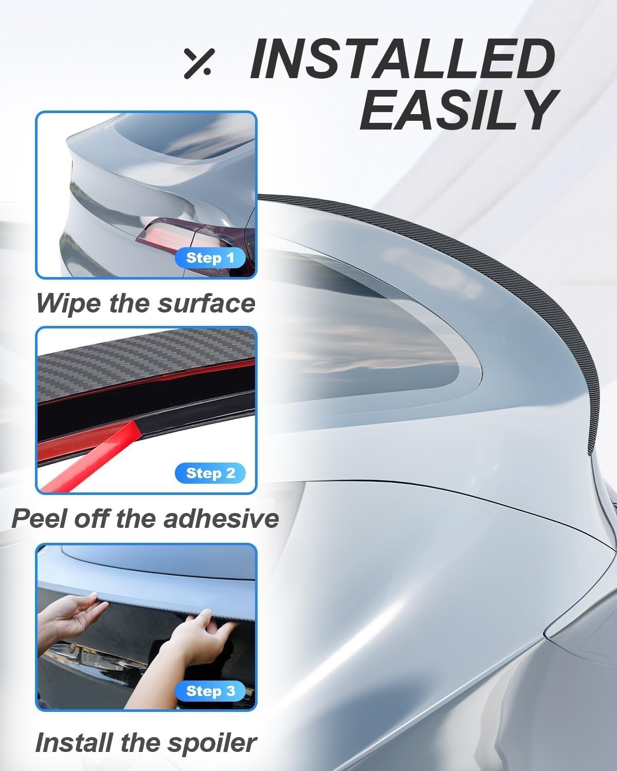 Rear Trunk Spoiler for Tesla Model Y 2020-2024 ABS Material Carbon Fiber OEM Trunk Lip Model Y Accessories Spoiler Wing Proprietary Design Custom Fit 2020 2021 2022 2023 2024