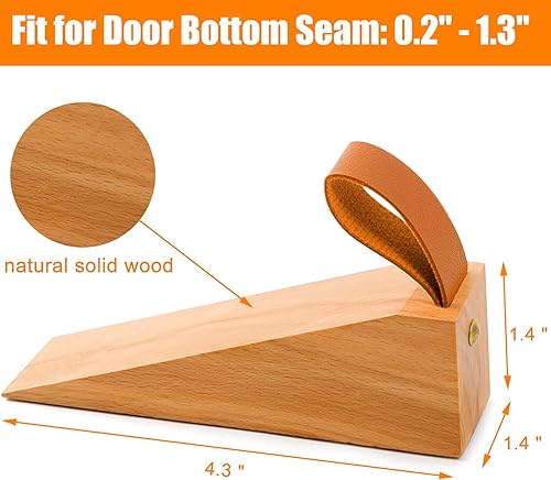 Miniatura 8 de Tope de puerta de madera, cuña antideslizante de madera maciza, cuñas de tope de puerta resistentes y duraderas, ajuste para costura inferior de