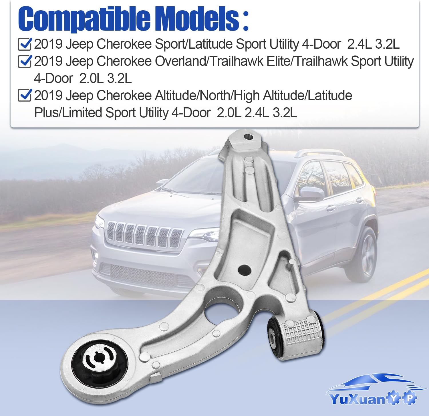 68285992AF RK643775 Front Right Lower Suspension Control Arm Fits for Jeep Cherokee 2019 2.4L 2.0L 3.2L Passenger Side