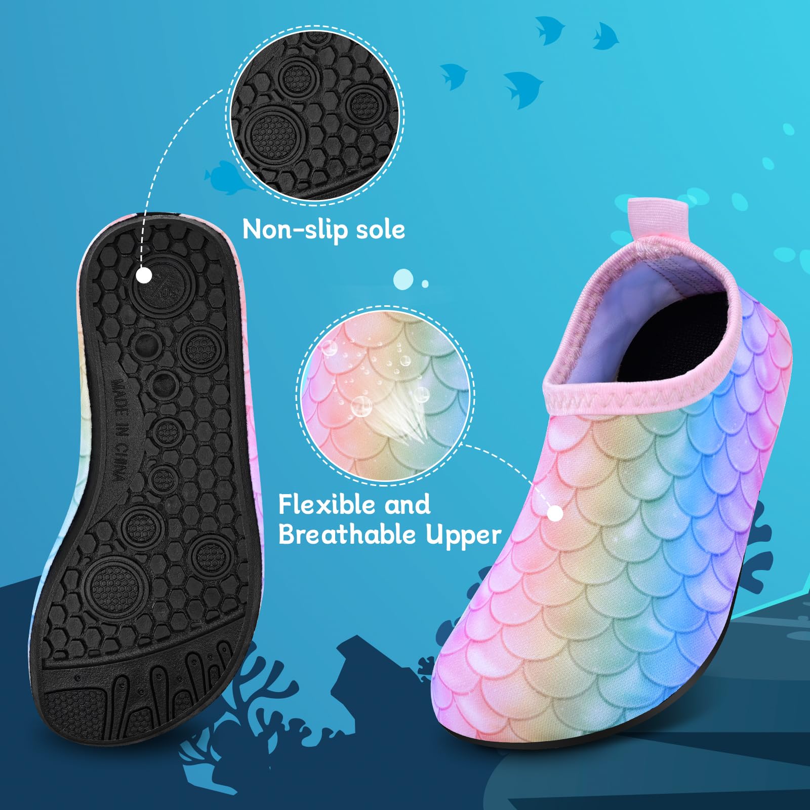 Kids Water Shoes Toddlers Swim Beach Shoes, Infant Wet Swimming Pool Shoes for Boys Girls Non-Slip Quick Dry Aqua Socks, Soft Skin Barefoot Baby Holiday Essentials for Garden Sea Waliking Wetsuit — view 3