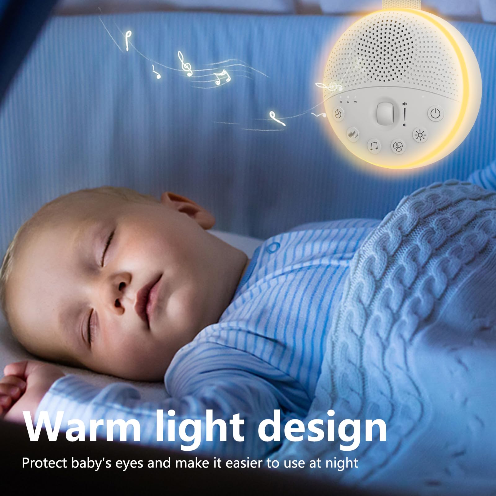 Macchina Rumore Bianco, Ricaricabile USB Rumore Bianco Neonato con Luce Notturna e Blocco Bambini, 21 Suoni per Dormire, Viaggi, Asili Nido, Timer 30/60/90 minuti, volume del suono regolabile