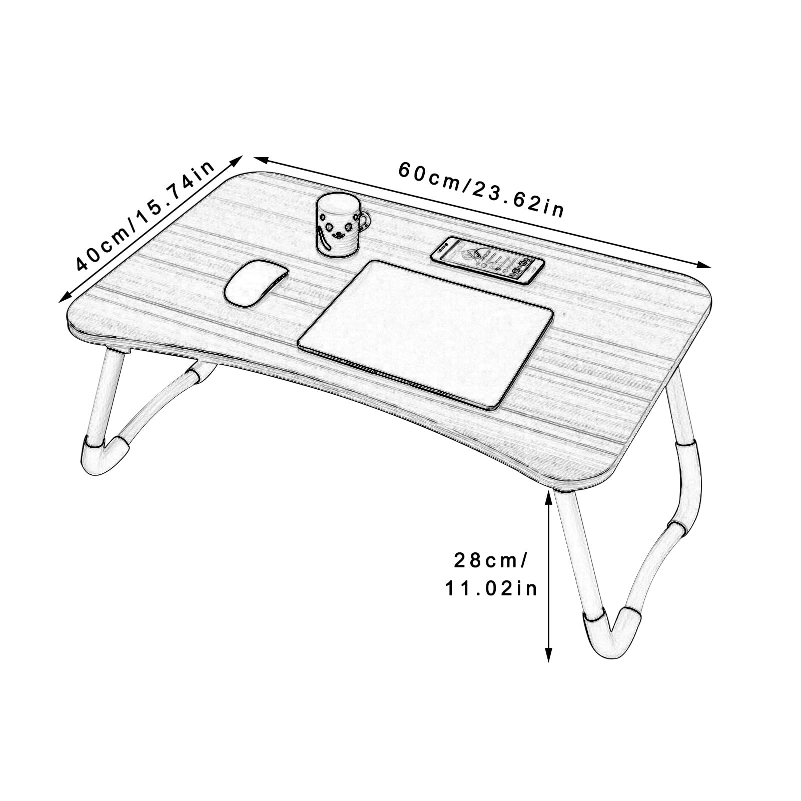 Scrivania portatile pieghevole per computer per studenti Copertura antiscivolo multifunzionale Camera da letto Tavolo da studio Tavolo mobile per laptop colore blu