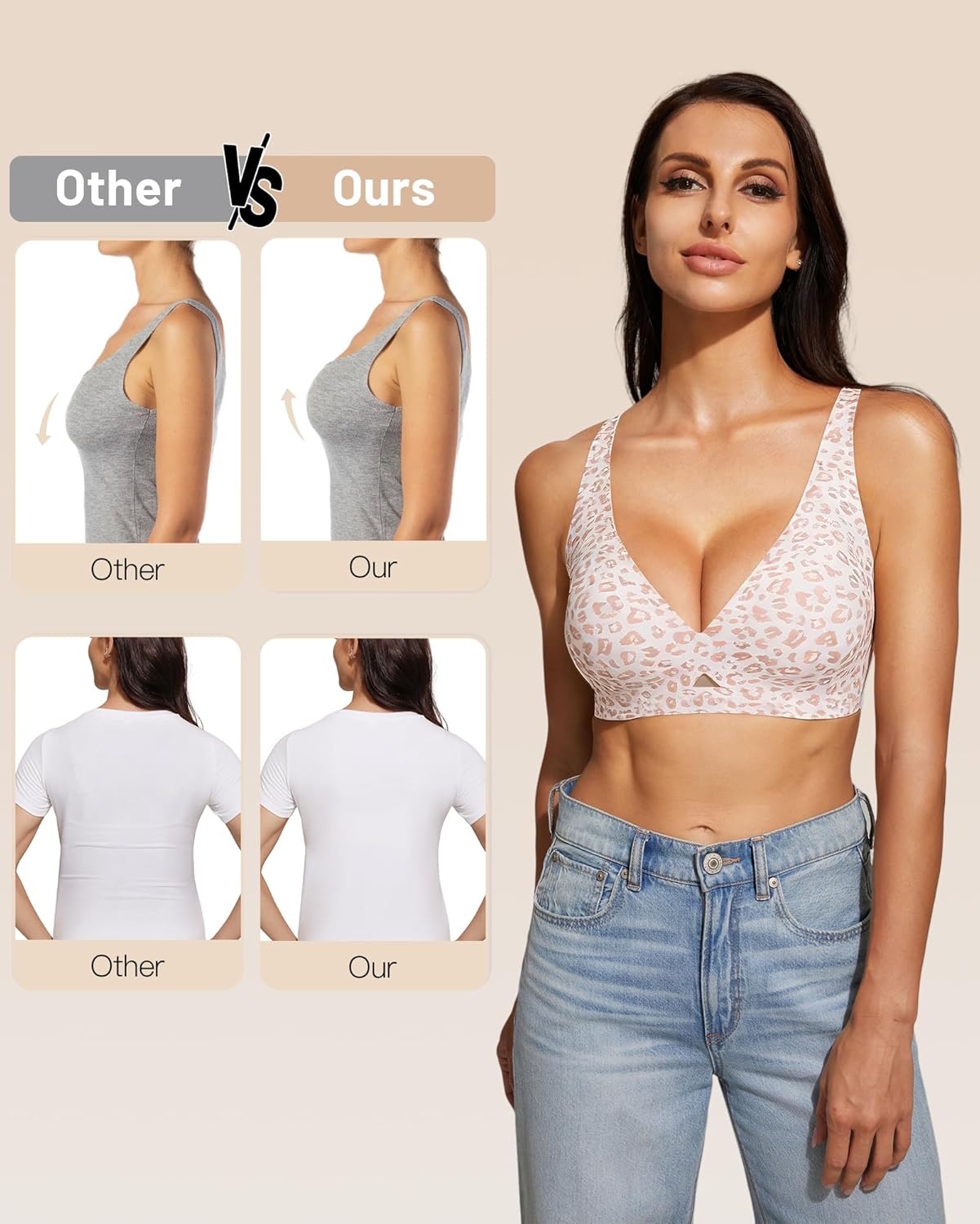 Women Deep V Bra Push Up Wireless Bralettes No Underwire Woman Seamless Bras Bralette Plunge Seamless Brassiere - Image 5