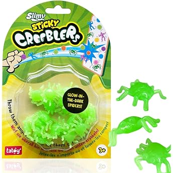 Slimy Sticky Creebler - GID Spider - Original Wall Crawler Sticky Window Runners Creeblers Heros and Glow in The Dark Glibber Spiders Sensory Anti-Stress Fidget for Children from 3 Years