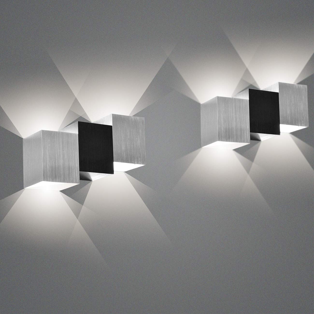iDEGU 2 Pack 6W LED Wall Lights Up and Down Indoor Wall Lamps Modern Aluminum Wall Lighting for Bedroom Hallway Living Room - 6000K Cool White Light