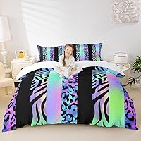 Vista 37 de Juego de funda de edredón para niños con estampado de leopardo, tamaño individual, juego de ropa de cama de moda de piel de guepardo abstracto