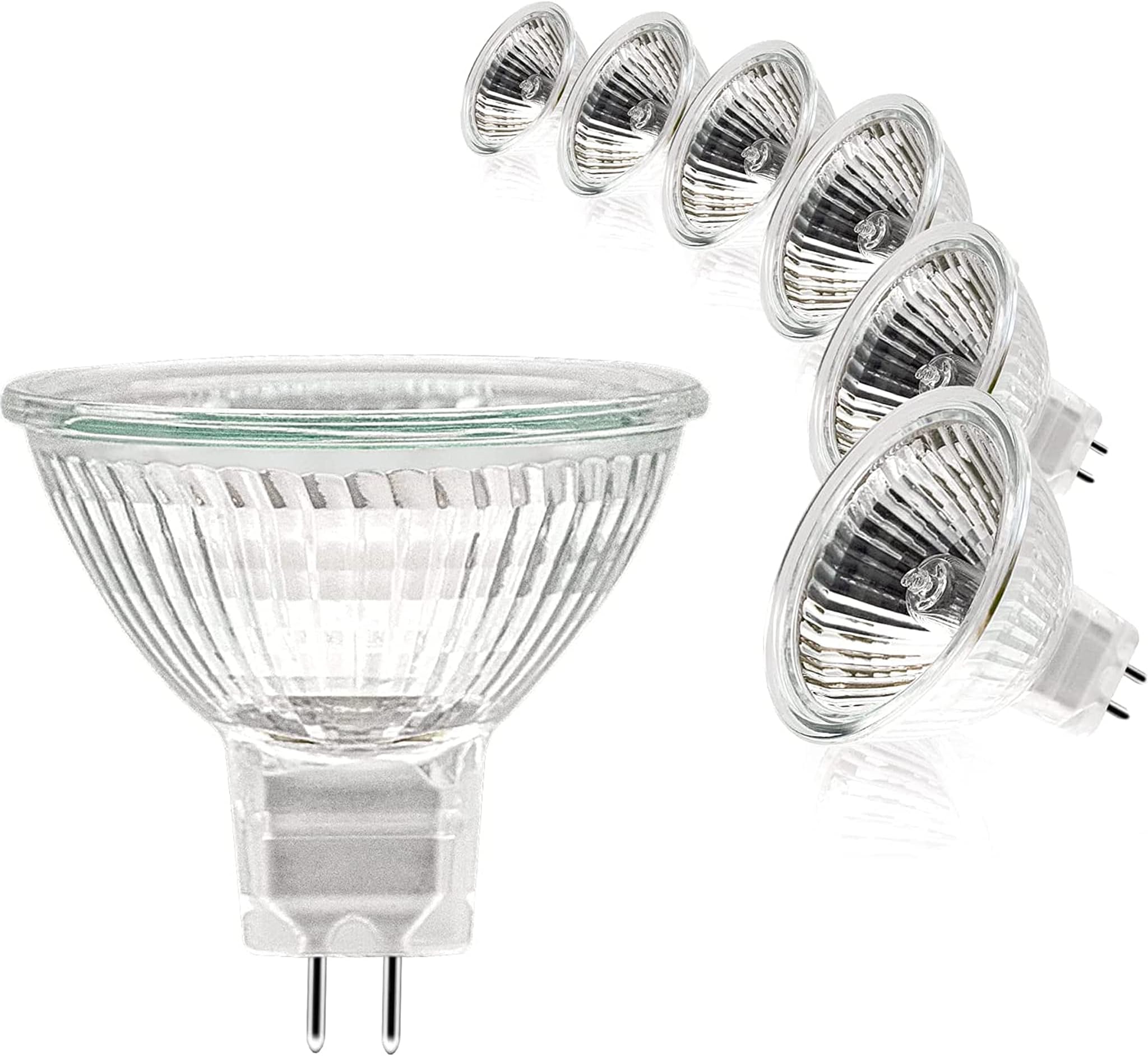 MR16 Halogen Light Bulbs, (6 Pack)12V 50W Spotlight Bulb Dimmable for Ceiling Light, 2 Pin Halogen Spotlight Bulbs 2700K Warm White