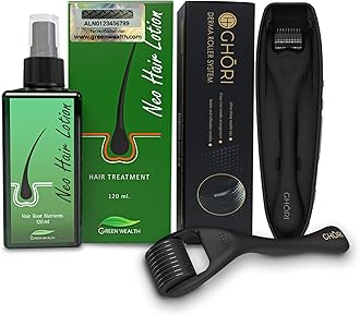 Green Wealth Neo Hair Lotion 120 ml & Derma Roller For Hair Growth with 540 Titanium Microscopical Needles Hair Regrowth Treatment (.50MM, Neo Hair Lotion)
