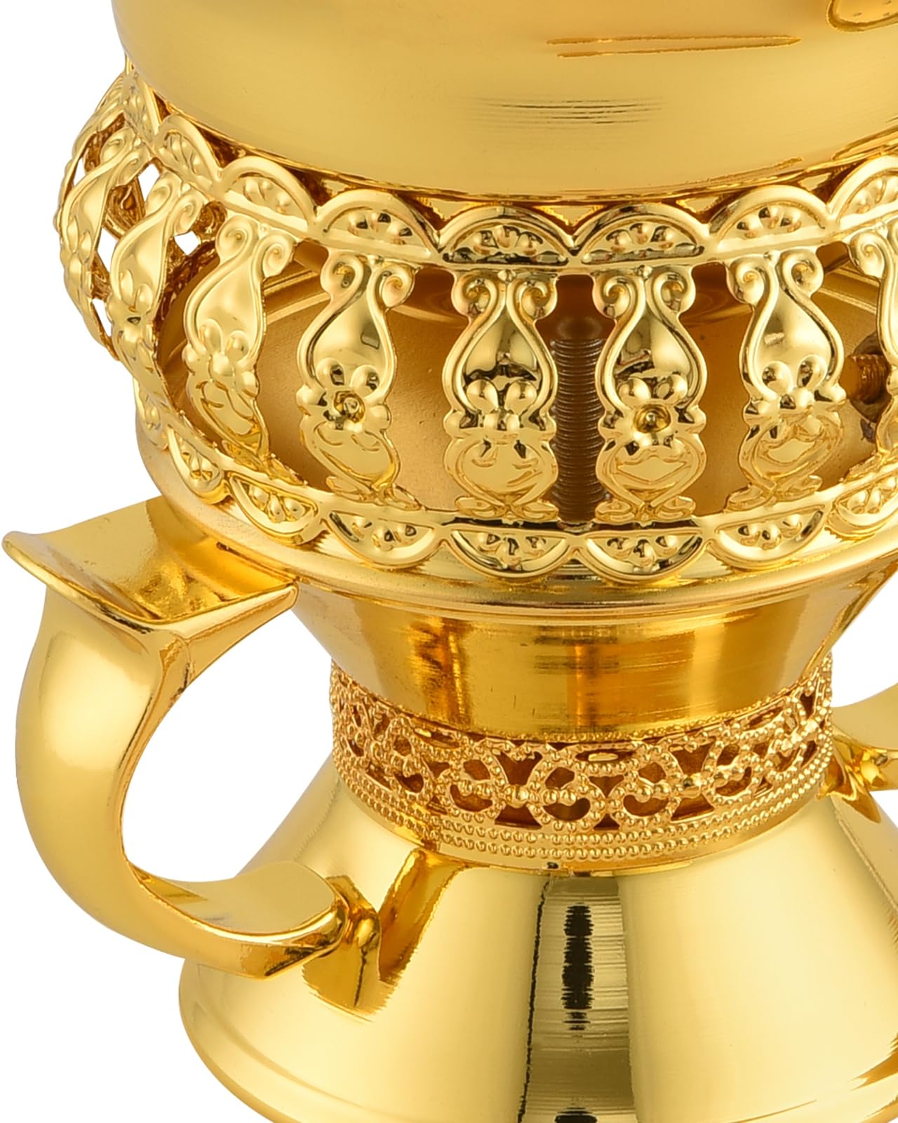 Bakhoor Burner, Frankincense Burner for Resin Incense, Charcoal Incense Burner, Incense Holder with Handle Tongs for Yoga, Spa Aromatherapy (Gold)