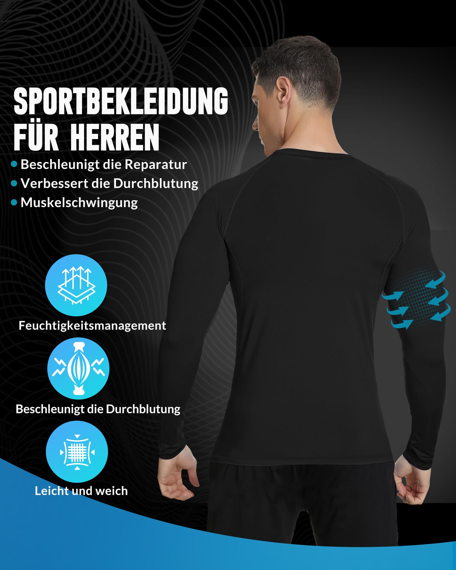 MEETYOO T-Shirt Compression Manches Longues Homme Base Layer Respirant évacuant humidité séchage Rapide Sport Fitness Running