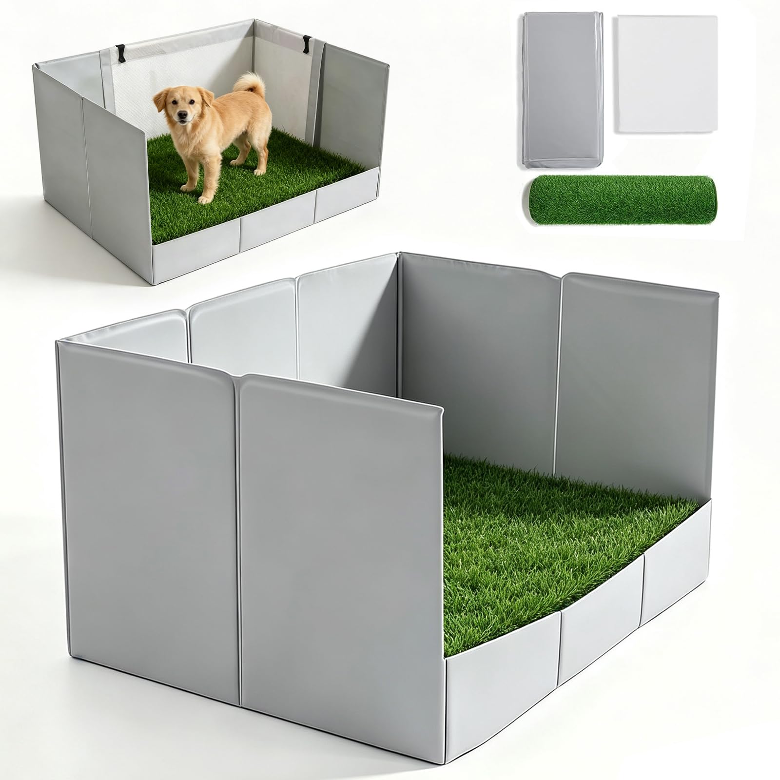 Hundetoilette mit Kunstrasen, Faltbares Hundeklo für Wohnung und Balkon