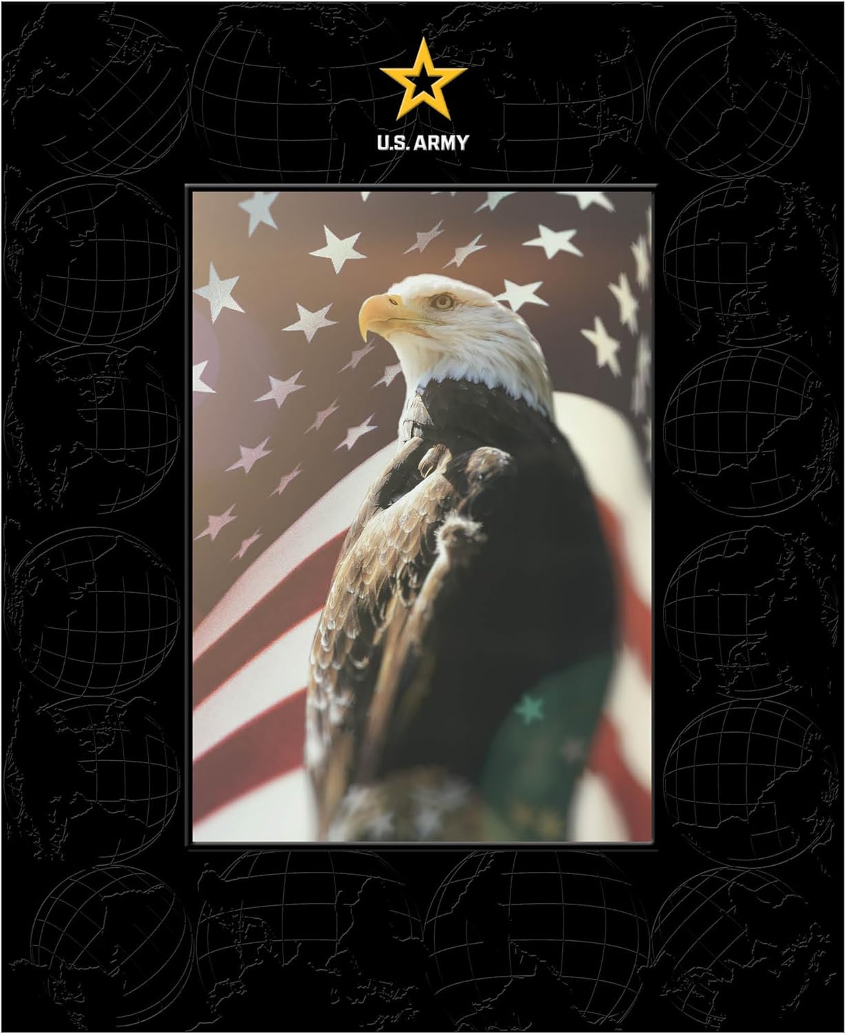Church Hill Classics - United States Army 5" w x 7" h Photo Frame - Fits - Spectrum Pattern Photo Frame - Black Moulding with Matting - Officially Licensed
