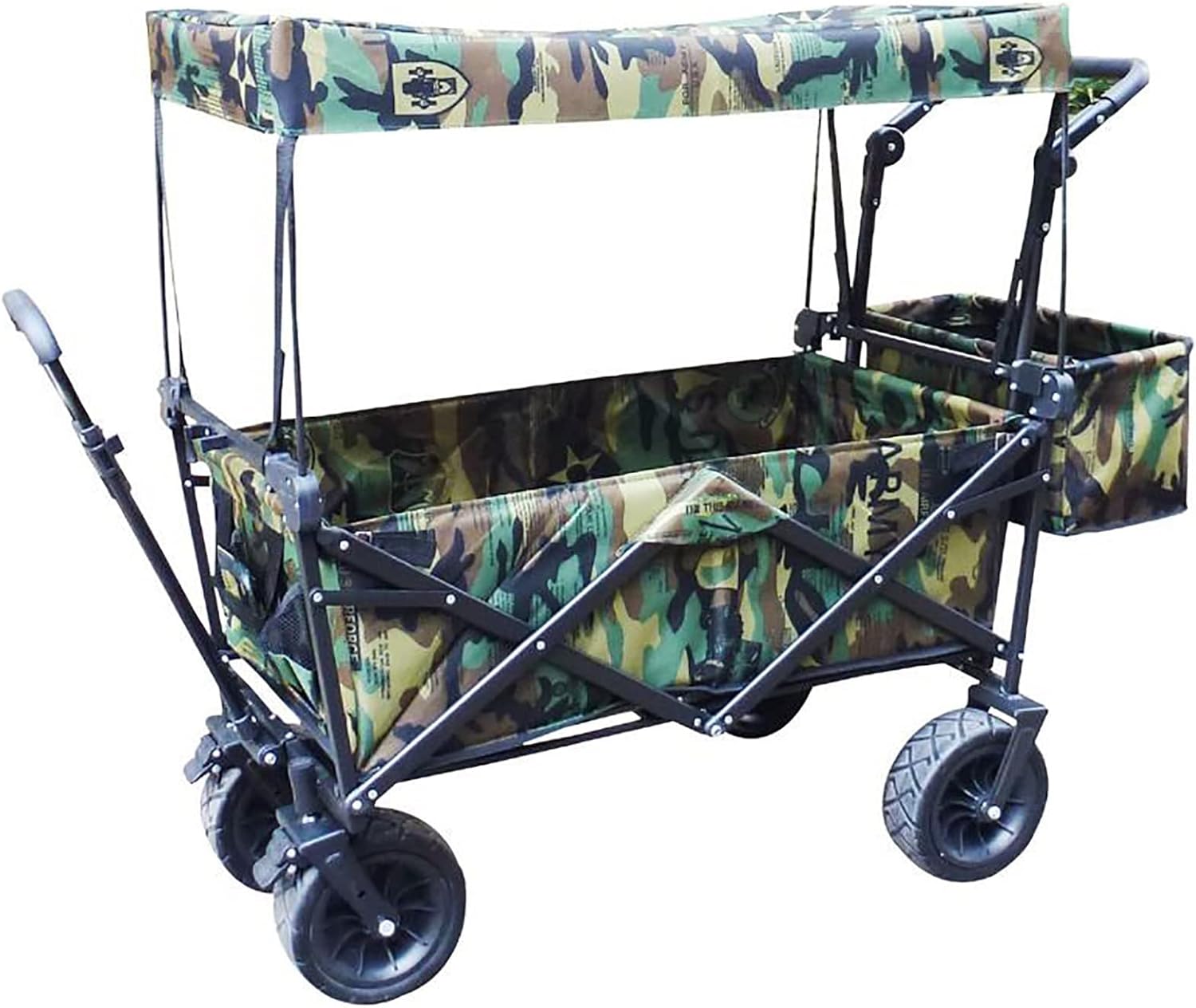 Collapsible Folding Utility Wagon Cart with 10 inches Wheels Telescoping Handle