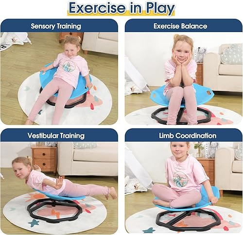 Miniatura 6 de Silla Giratoria Sensorial para Niños Autistas, Silla Giratoria Mejorada para Niños con Manijas, Mejora el Enfoque y el Equilibrio, Ideal para Equipo