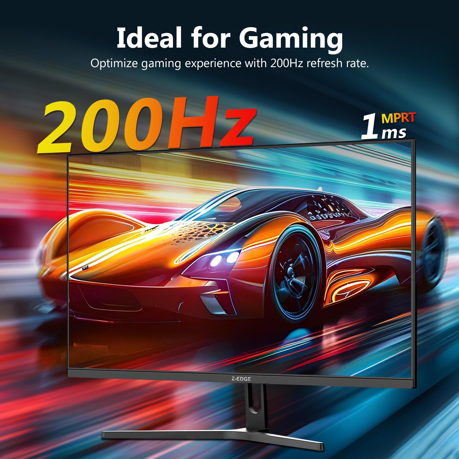 Z-Edge Ecran Gaming 32 Pouces QHD 200Hz 2K 2560x1440, 1ms MPRT, Panneau IPS, Luminosité 300 CD/m², FreeSync, Réticule, DP1.4 (200Hz) & HDMI2.0 (144Hz), Compatible VESA, Noir
