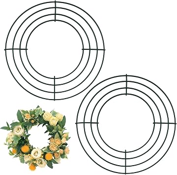 2 Pack Metal Wreath Frame 8 in Wreath Making Supplies, Sturdy Round Metal Wreaths Form for DIY Fall, Holiday, Christmas, Valentines Day Crafts Decorate Home, Garden, Windows