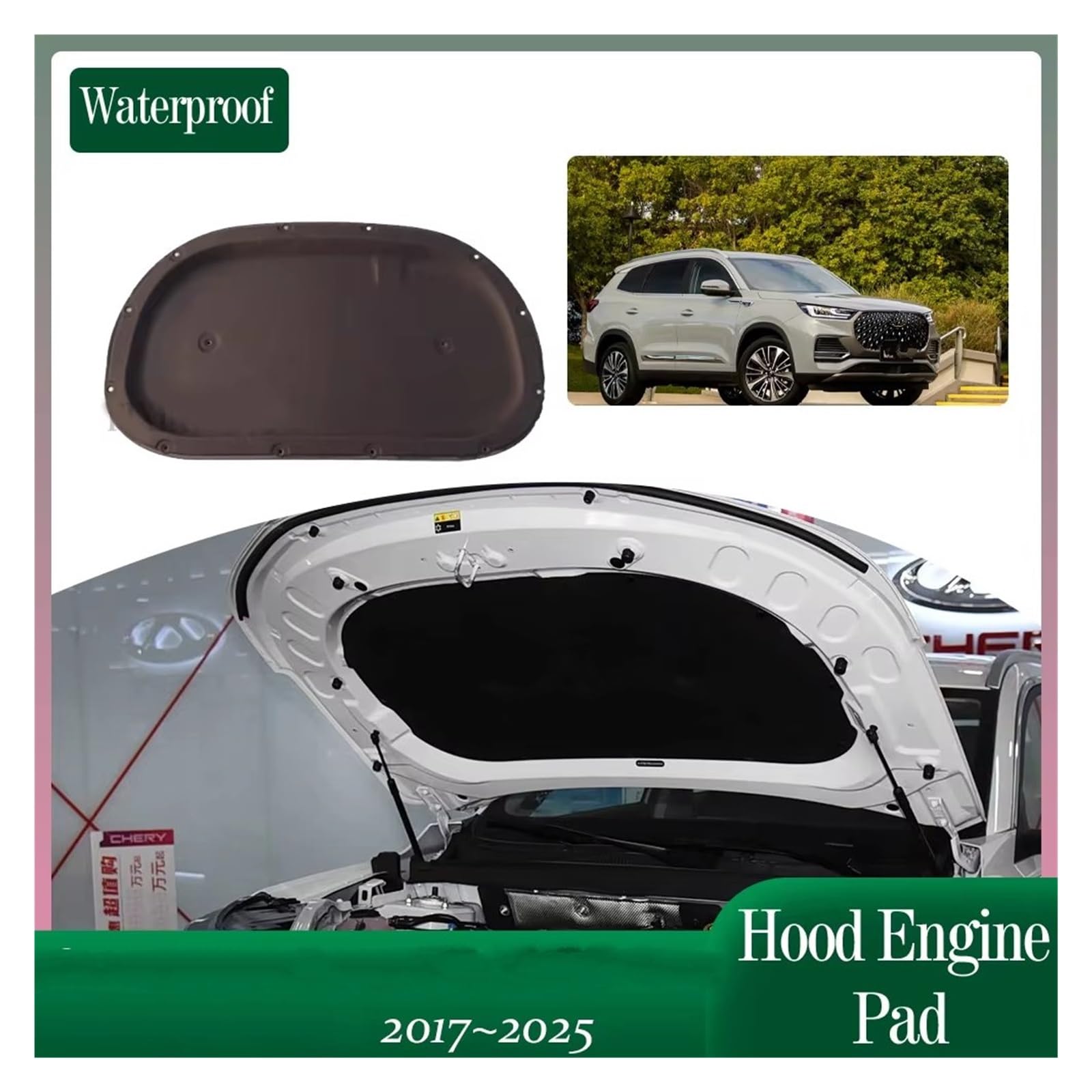 Para Chery Para Tiggo 8 Pro para Max Plus Ebro S800 2017~2025 almohadilla aislante motor capó insonorizado forro algodón térmico cubierta estera Tablero aislamiento acústico térmico para coche