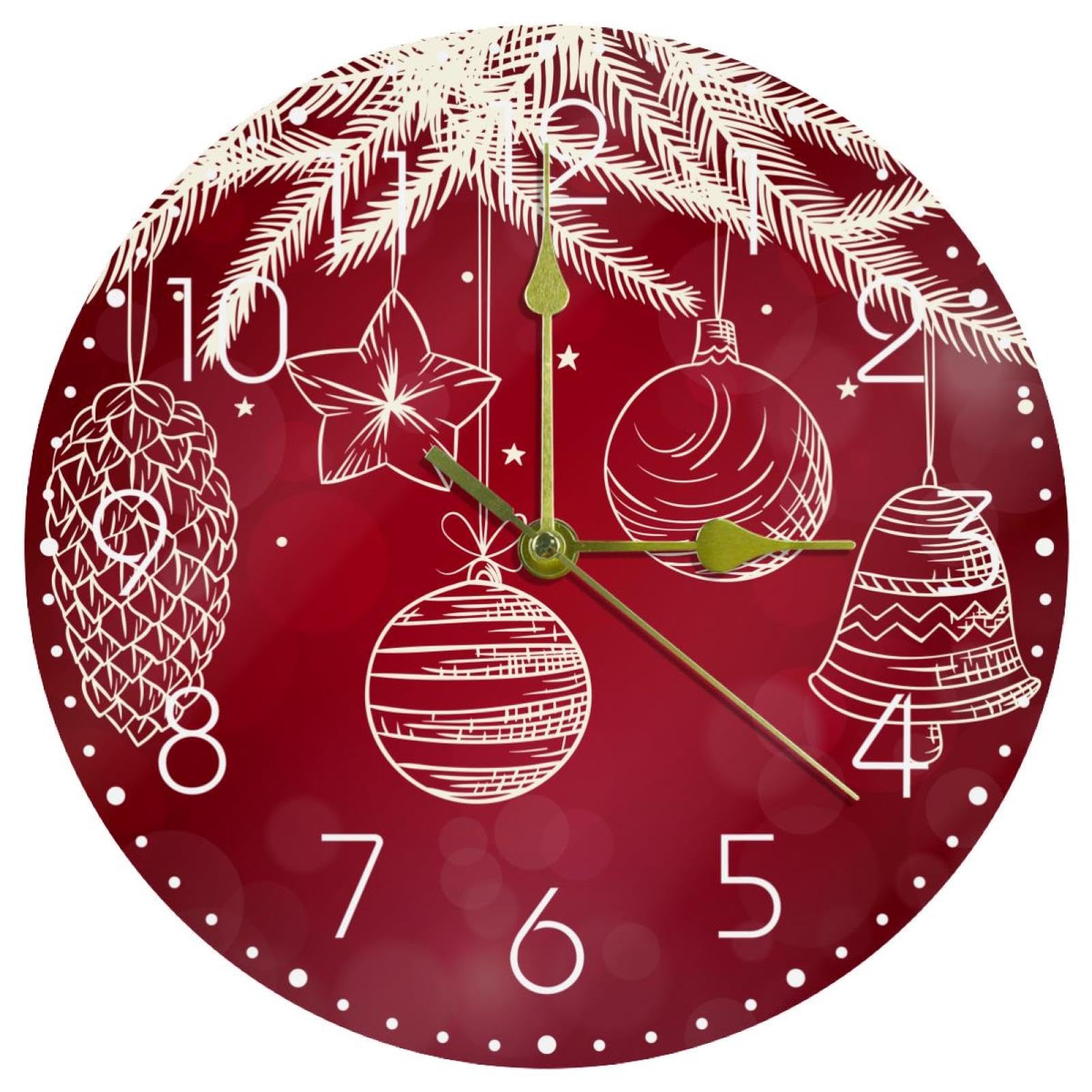 Horloge murale de Noël pour cuisine et ferme en acrylique de 25 cm