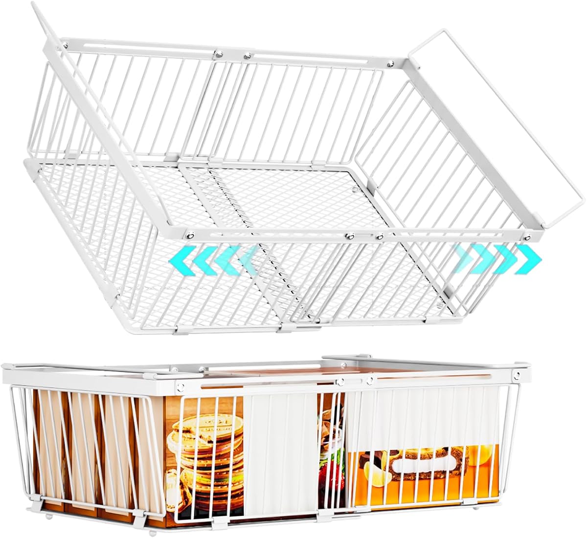 Large Freezer Organizer Bins for 10 to 20 Cu.Ft,2 Pack , Leak-Proof Bottom | ANJUBANFreezer Organizer Bins, Stackable,expandable,foldable,With handle Wire Storage Container Baskets for Sort Frozen Meats