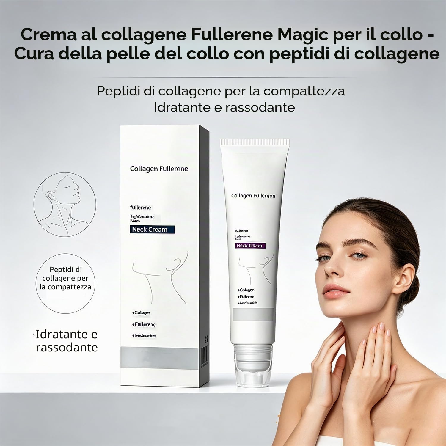 Magic Collagen Fullerene Neck Cream - Neck Skincare with Collagen Peptides, Magic 𝐂ollagen 𝐅ullerene Cream, Necks Firming Creams, Moisturizing, Wrinkles & Fine Lines Skin Care (5)