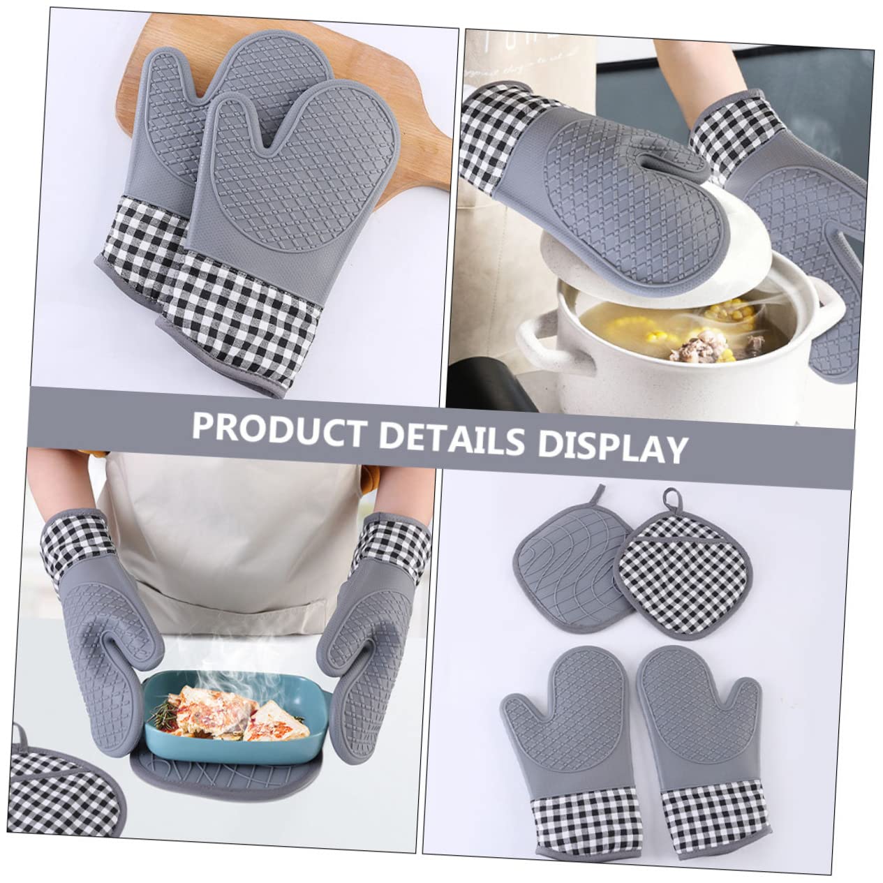 Manique de Four Isolée en Silicone, Lot de 1 Set de Set, Épaisse