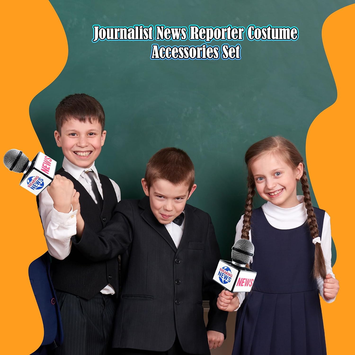 2 Pcs Fake News Microphone News Anchor Prop Toy Mini Black Wireless Microphone for Kids Adult Journalist Costume Halloween Cosplay
