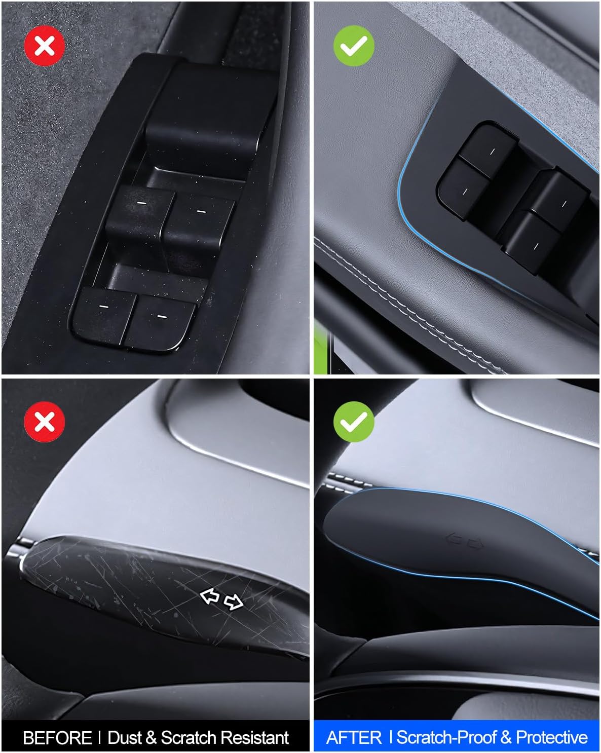 for Tesla Steering Lever Covers & Door Window Switch Panel Cover Model Y Refreshed Juniper Accessories 2025 2026 Silicone Gear Shifter & Window Lift Switch Button Panel Turn Rod Cover 5PCS