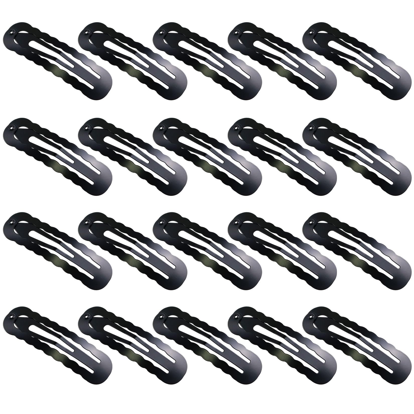 20 Pcs Snap Hair Clips, Black Hair Accessories, Anti-slip Snap Clip 6 CM Hair Clips for All Hair Types (Wavy Oval)