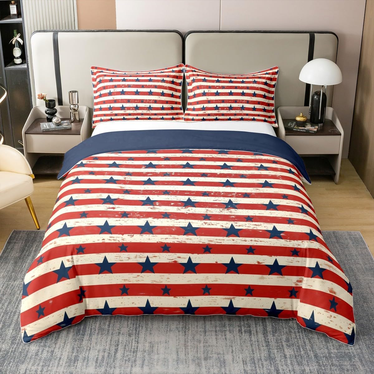 Erosebridal Chickens 100% Cotton Duvet Cover Queen Size Cock Bedding Set for Kids Boys Girls Rural Rustic Watercolor Countryside Comforter Cover Teal Blue Red Soft Breathable Bedclothes