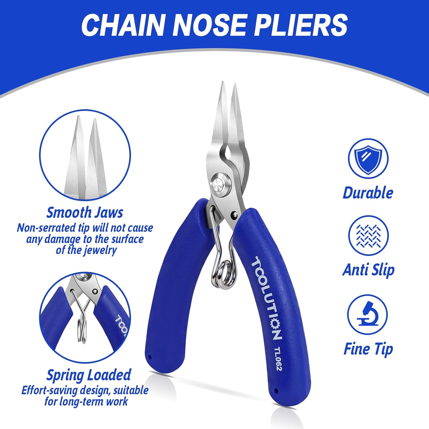 Chain Nose Pliers for Jewelry Making - 5 Pack Small Needle Nose Pliers Set - Flat Nose Pliers for Craft Bracelet Earring Beading