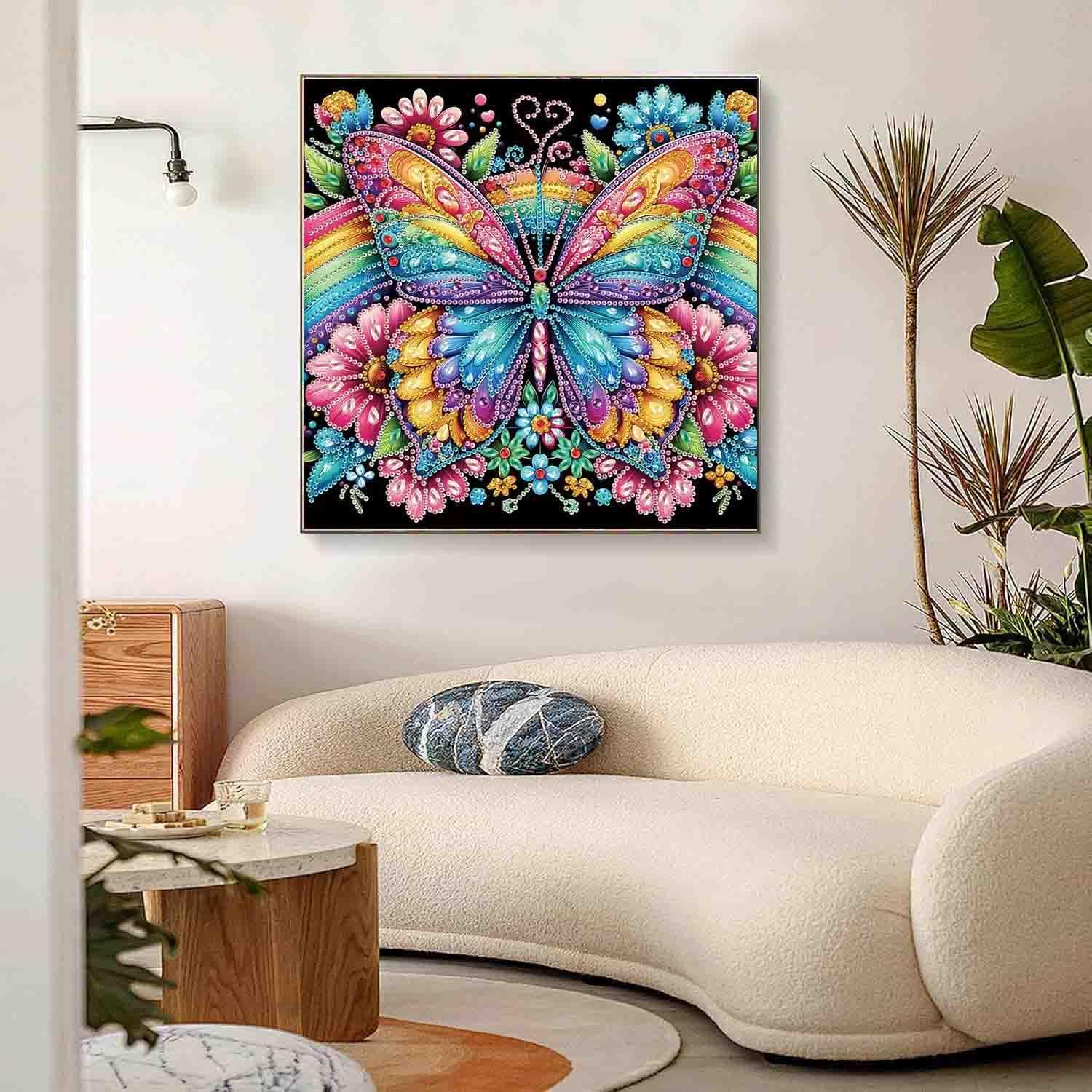 5D Butterfly Special Shape Diamond Art Kits for Adults 11.8x11.8in image 2