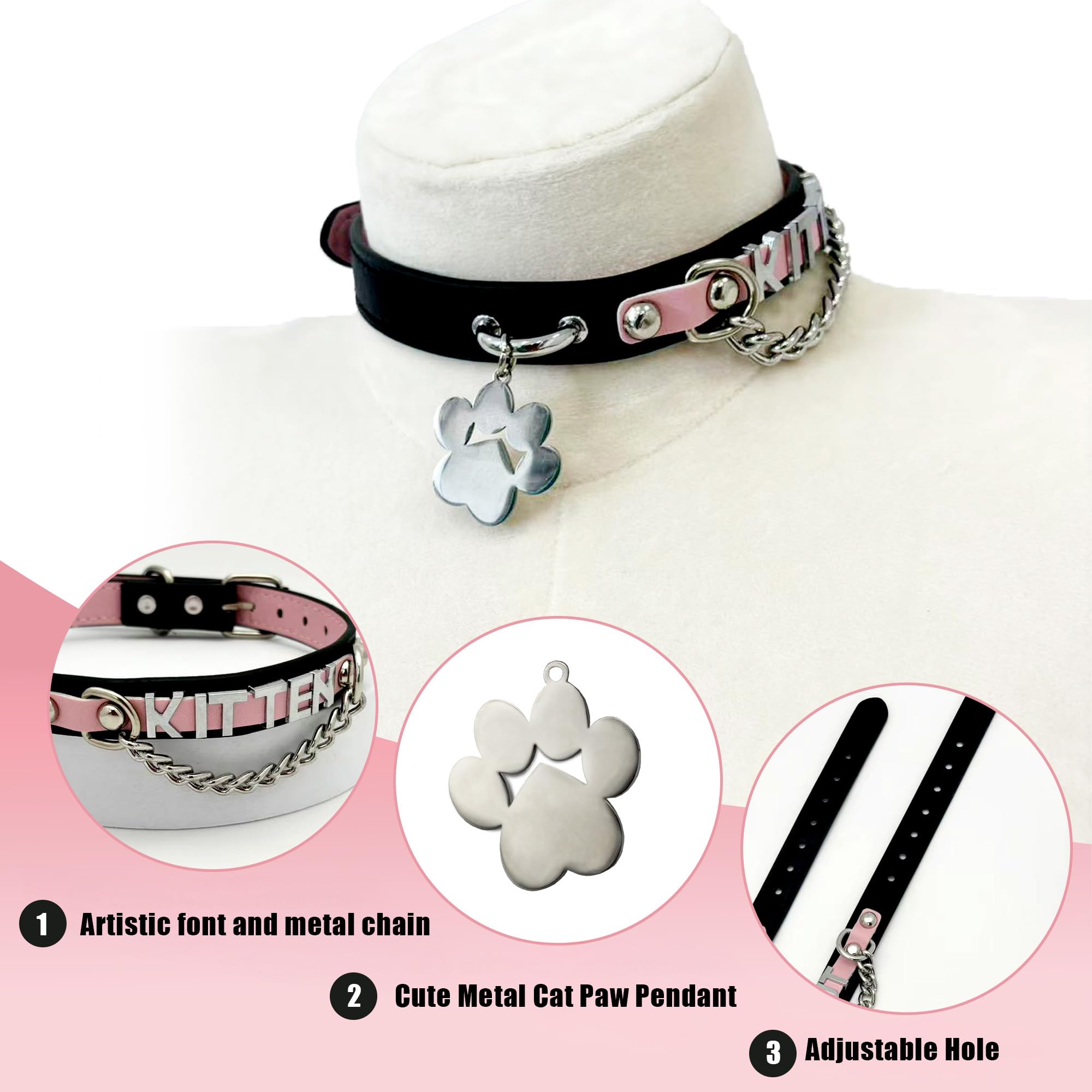 EverGlimp Leather Choker Collar Necklace For Women,Cute Skull Gothic Punk Rock Choker Necklace Collars