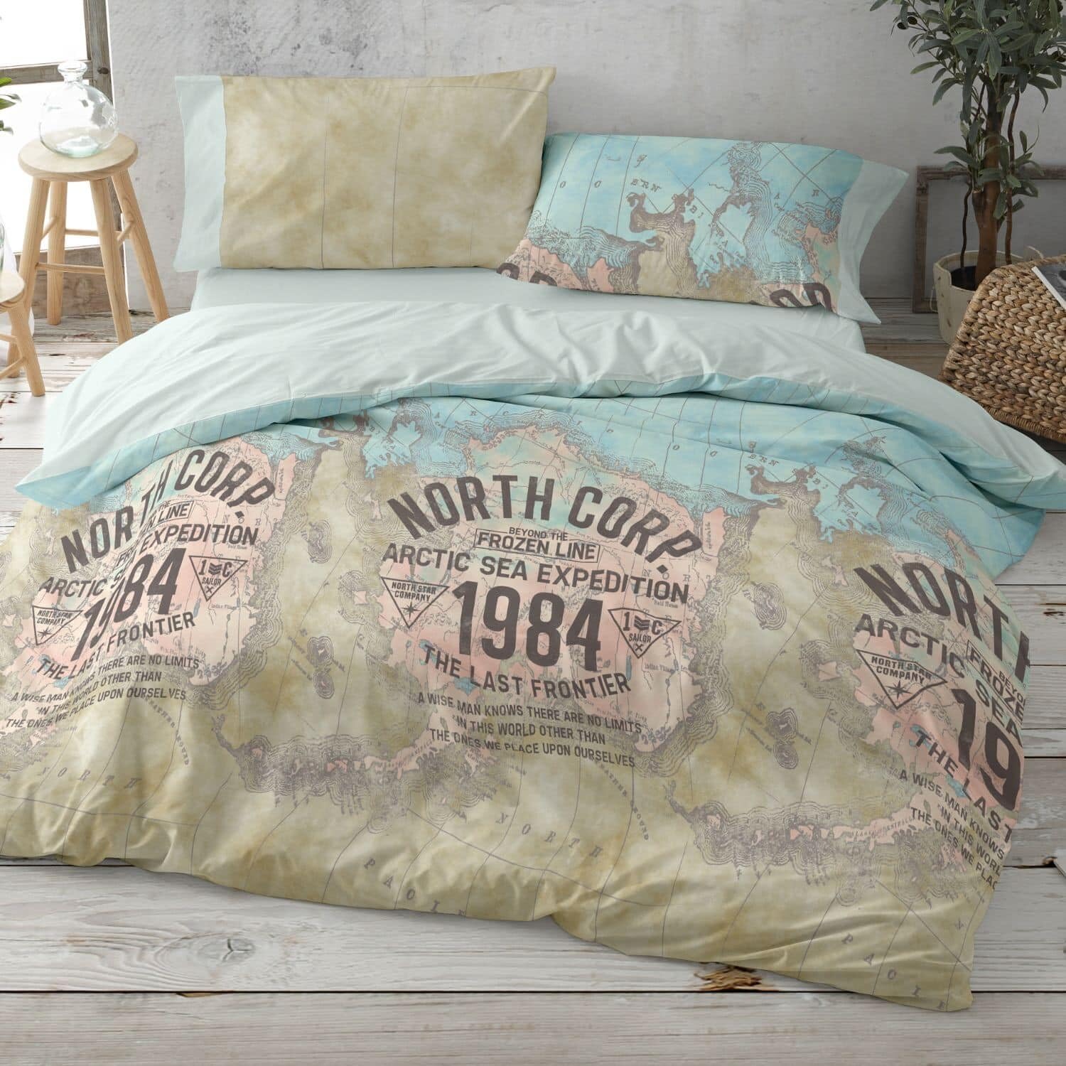 Burrito Blanco | Fundas nórdicas Estampadas | Cama de 150 a 160cm. (+Medidas Disponibles) | Diseño 101 | Color Mar (150-160x190/200cm.)