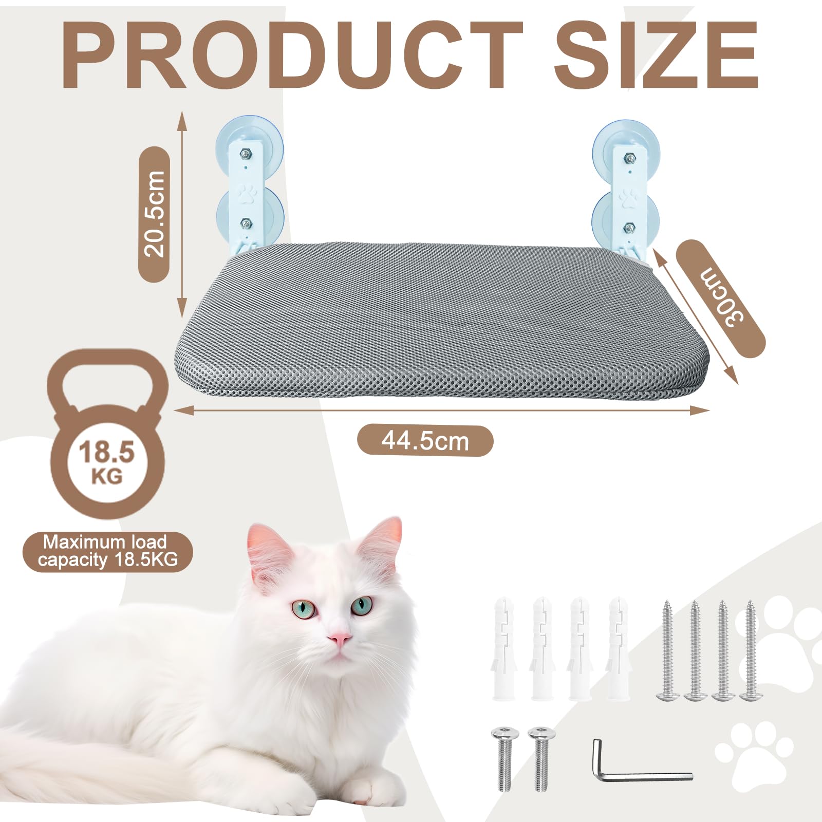 Hamac pour Chat sans Fil, Chats Places de Fenêtre Chats, Respirant Surveiller, Prendre Bains Soleil Et Grimper, avec Ventouses Puissantes, Tissu Lavable, Hamac pour Chat,Supporte Jusqu'à 15kg Maximum