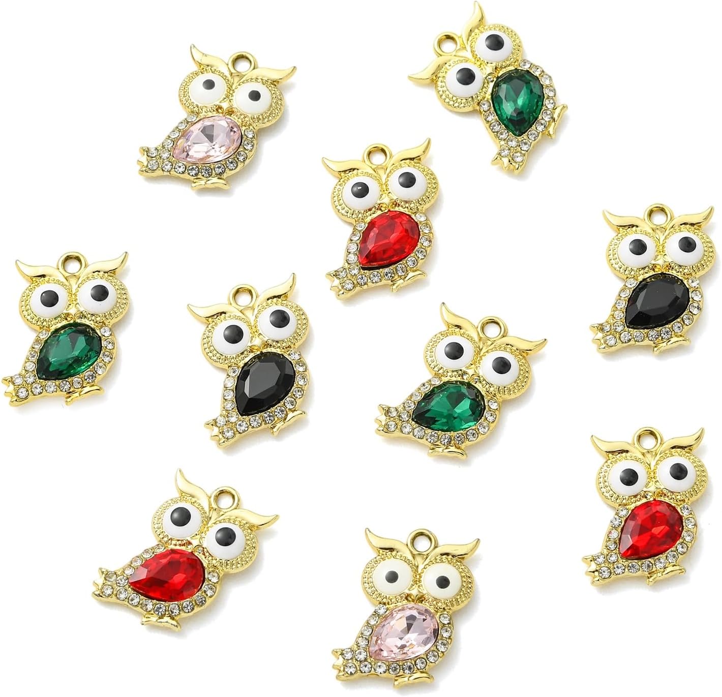 LiQunSweet Owl Charms Alloy Halloween Animal Charms Golden Mixed Color for Jewelry Necklace Bracelet Earring Making Gift Craft Supplies