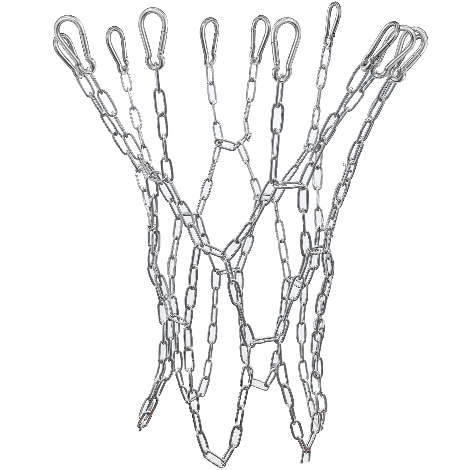SUGOOE Basketball Net, 304 Stainless Steel Basketball Chain Net with 12 Hooks, Suitable for Quick Installation