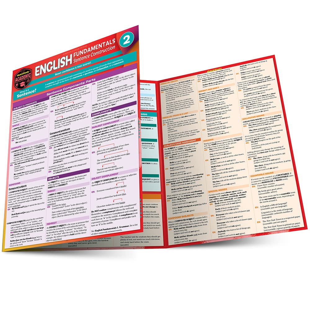 English Fundamentals 2 - Sentence Construction: QuickStudy Language Arts Laminated Reference & Study Guide