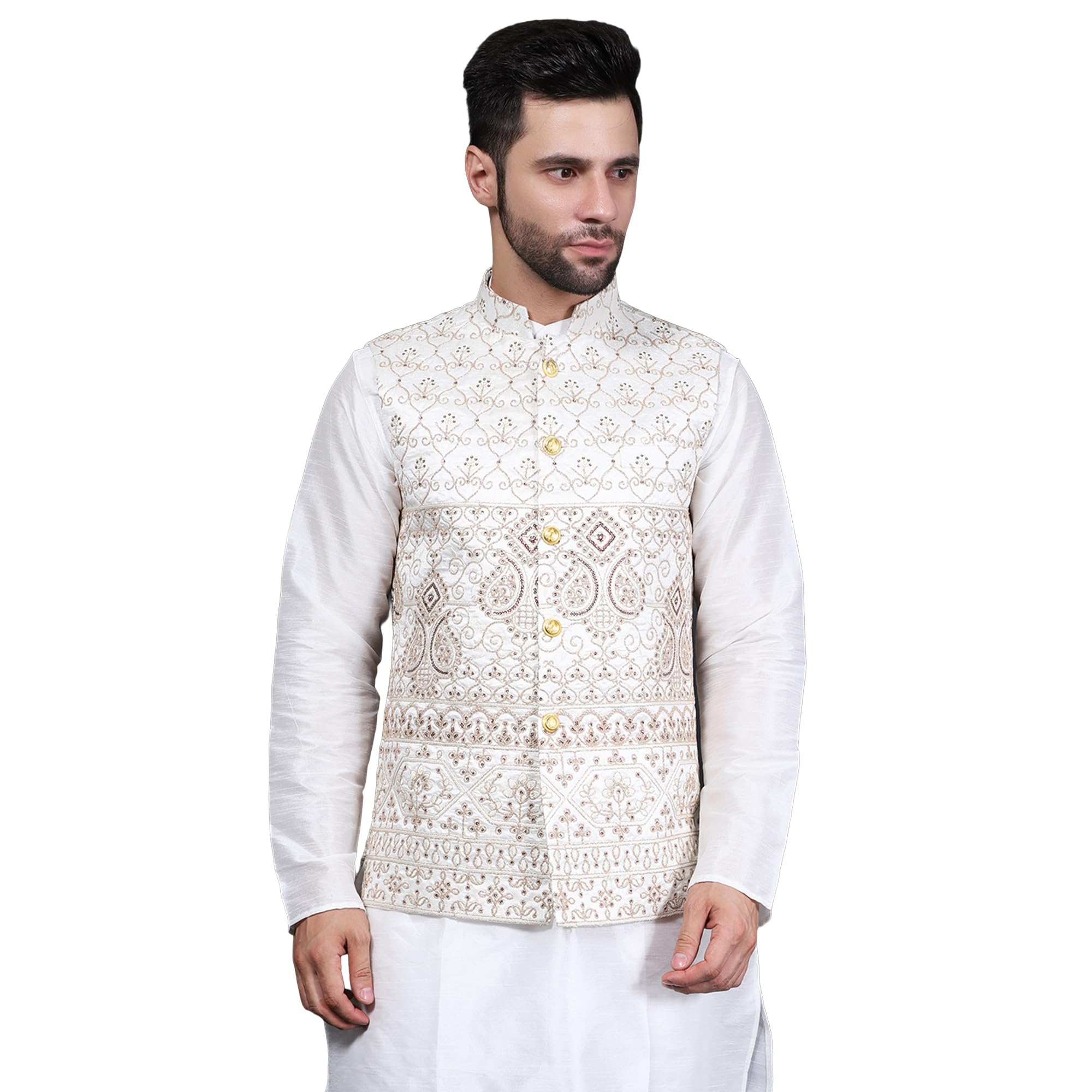wintage Cotton silk beige modi nehru jacket-picture-30