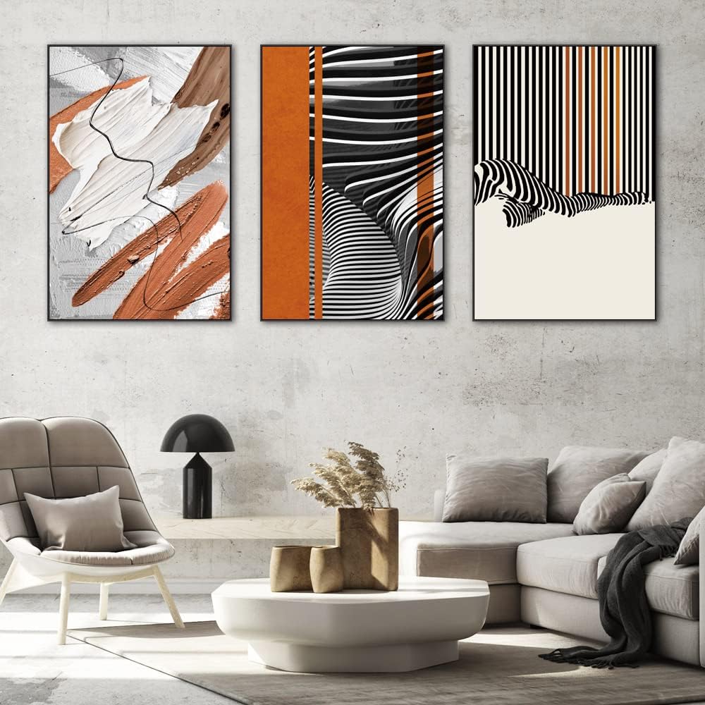 Canvas Wall Art Aesthetic Abstract Graffiti Large 32" X 24" Set of 3 Minimalist Wall Decor Modern Nature Art Posters Prints Frame Wall Art For Living Room Bedroom Bathroom Kitchen Office (Blue)