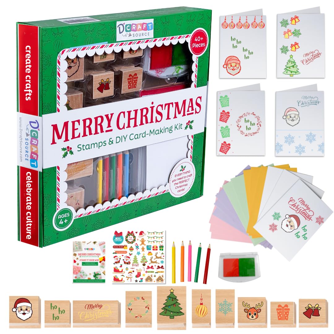 Dcraftsource 48-Piece Wooden Stamp Holiday Kit