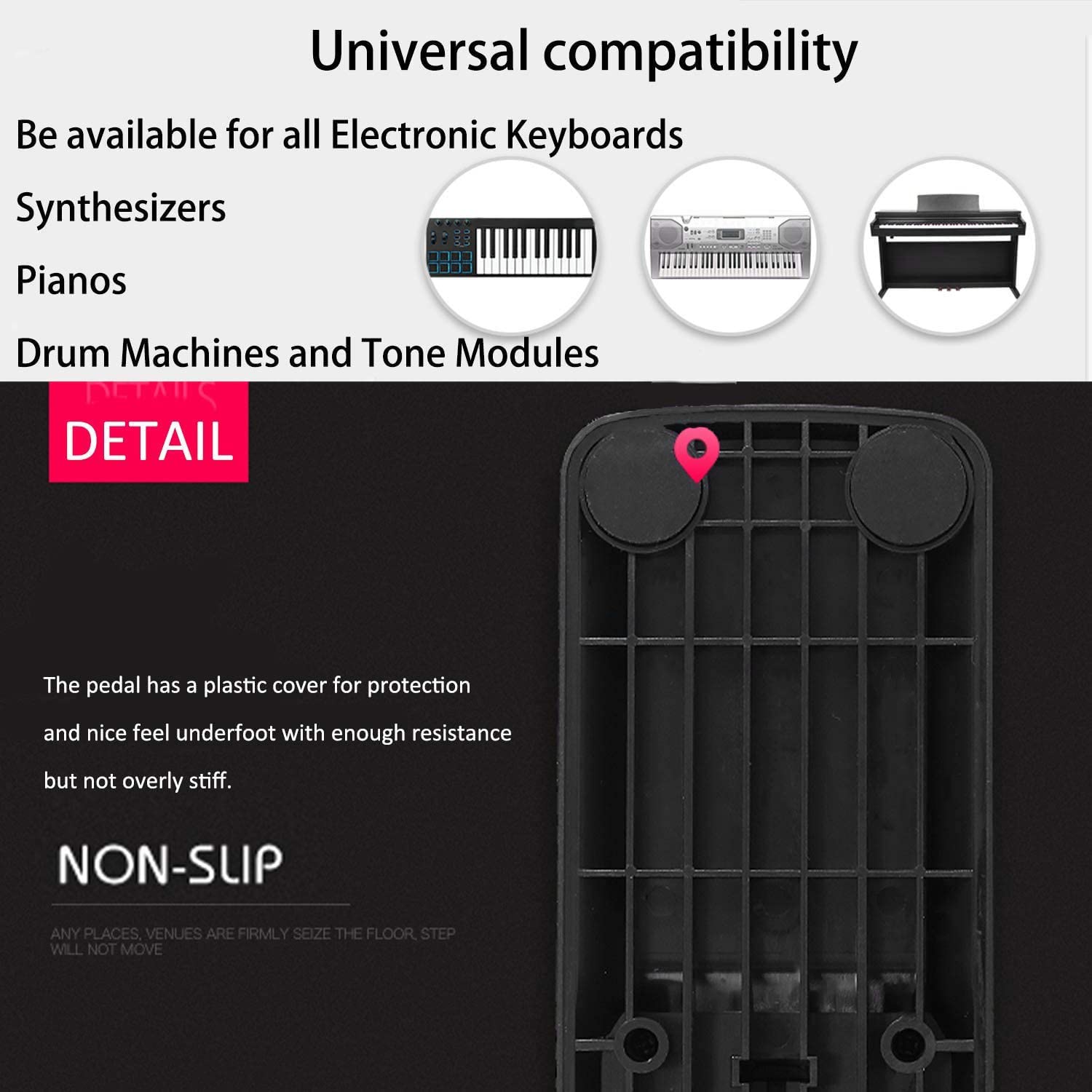 Pedale Universale Sustain Pedale Antiscivolo Durevole per Tastiera Sintetizzatore Tastiera Midi e Pianoforte