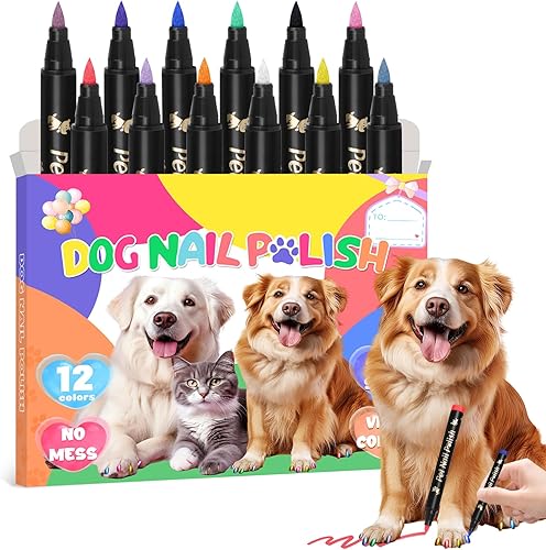 MSDADA Bolígrafos de esmalte de uñas para perros de secado rápido, juego de esmaltes de uñas de 12 colores para perros, seguro y sin olor, kit de disponible en Yaxa Colombia