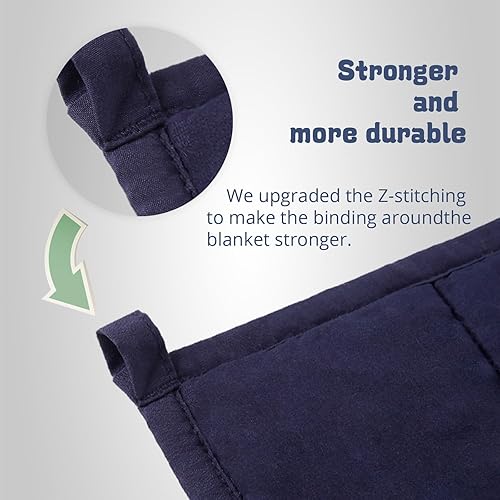 Miniatura 2 de Aimon Manta con peso para niños, 3 libras, transpirable, azul oscuro, tamaño pequeño, azul, suave y tranquila con cuentas de vidrio (20 x 30