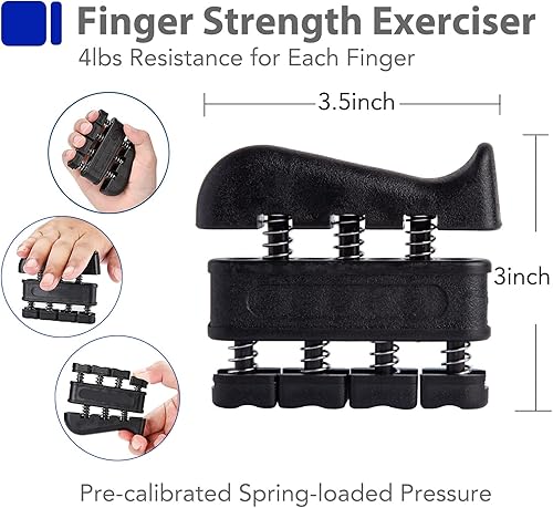 Miniatura 4 de Kit de entrenamiento de fuerza de agarre con ejercitador de dedos, fortalecedor de agarre de mano, ejercitador de extensión de mano, bola de alivio
